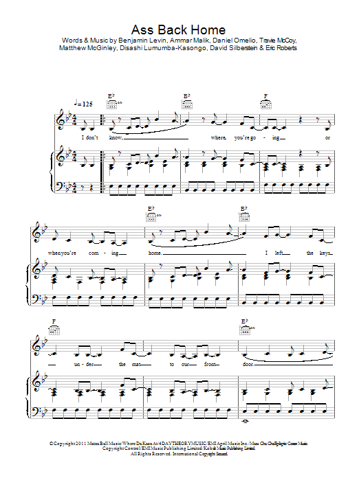 Learn to play Gym Class Heroes Ass Back Home (feat. Neon Hitch) sheet music for Piano, Vocal & Guitar Chords in minutes. Price: 7.8900$ Gym Class Heroes Ass Back Home (feat. Neon Hitch) sheet music notes and chords arranged for Piano, Vocal & Guitar Chords