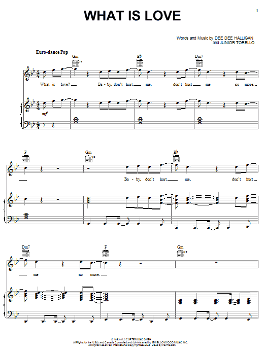 Haddaway What Is Love sheet music notes and chords. Download Printable PDF.