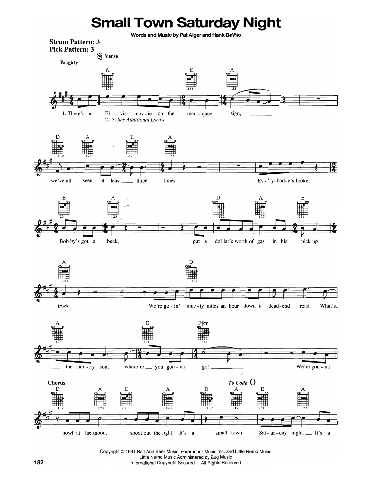 Hal Ketchum Small Town Saturday Night sheet music notes and chords. Download Printable PDF.