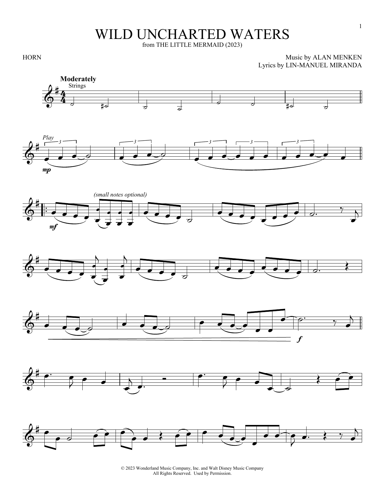 Halle Bailey Wild Uncharted Waters (from The Little Mermaid) (2023) sheet music notes and chords. Download Printable PDF.