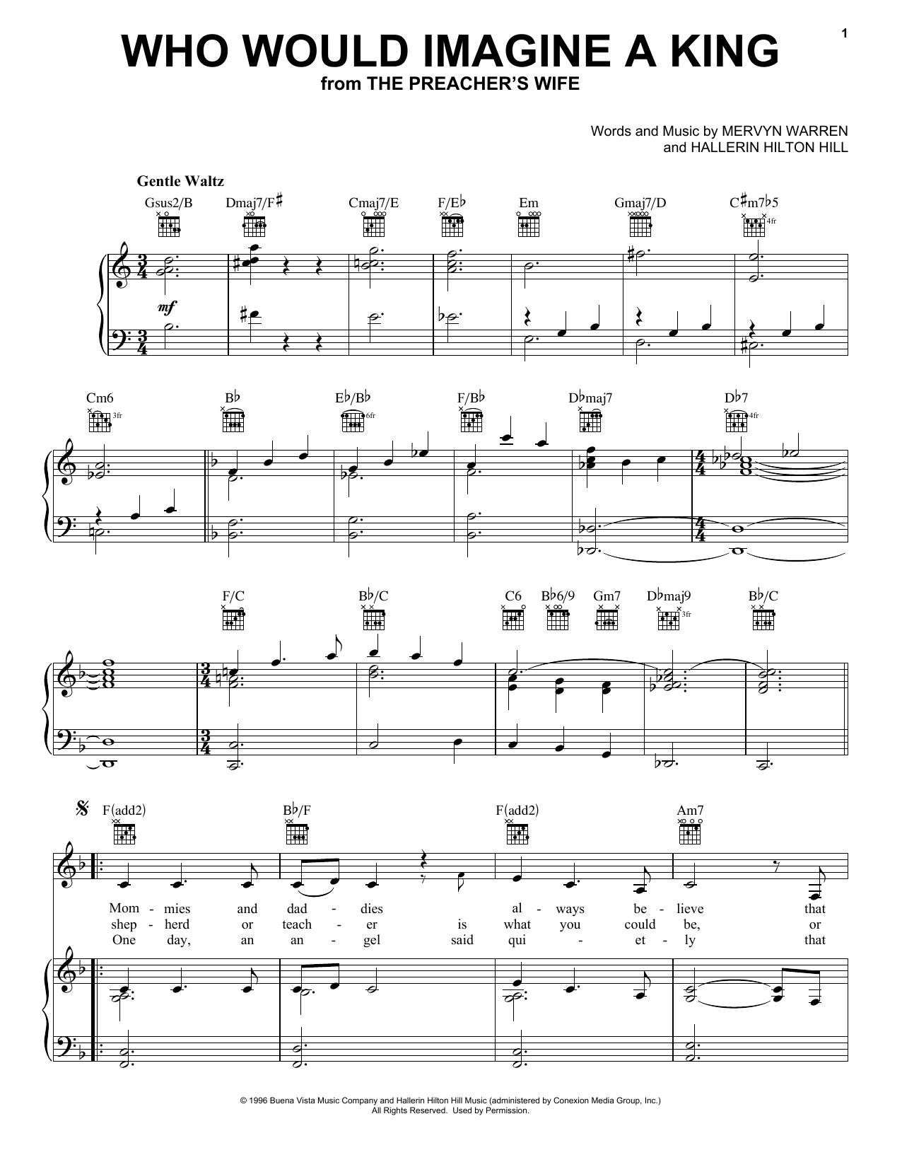 Hallerin Hilton Hill Who Would Imagine A King sheet music notes and chords. Download Printable PDF.