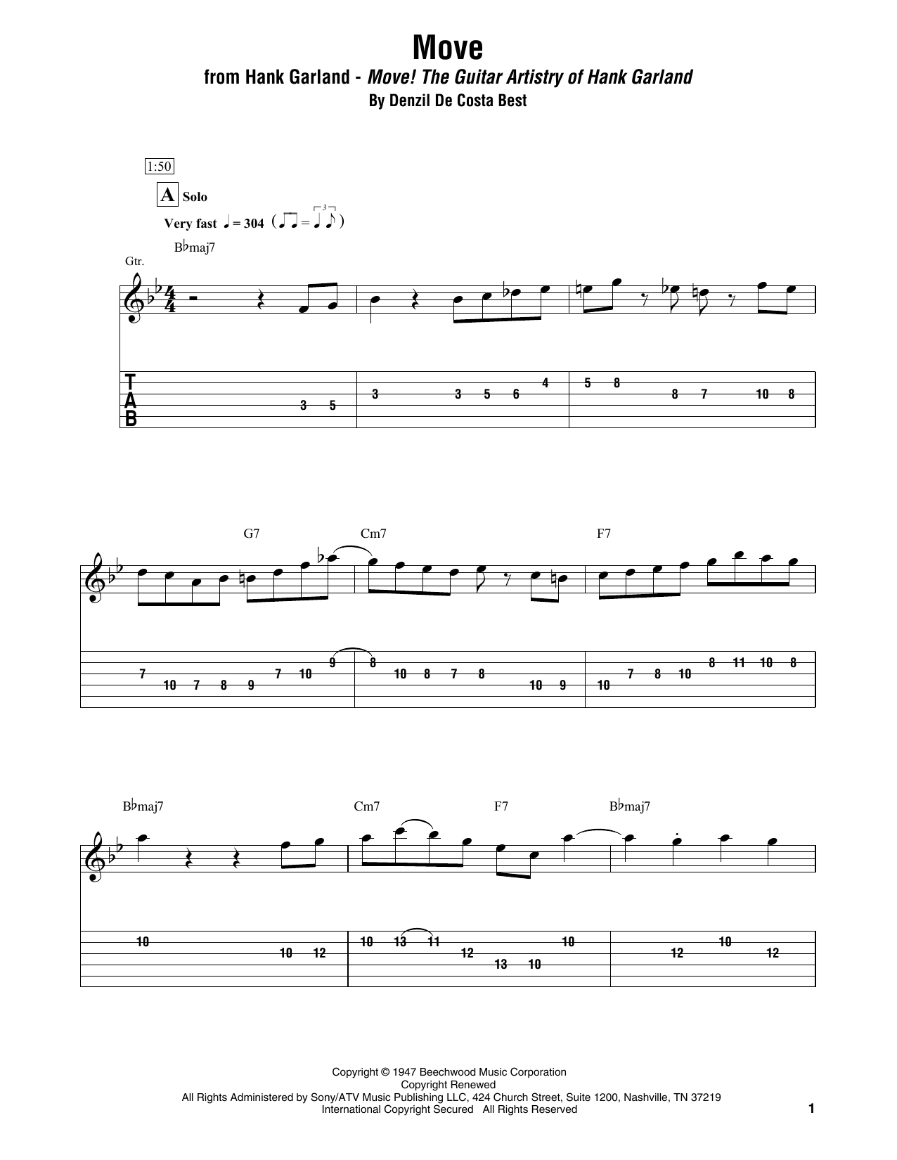 Hank Garland Move sheet music notes and chords. Download Printable PDF.