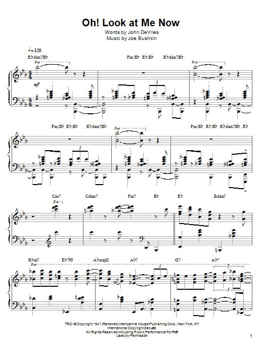 Hank Jones Oh! Look At Me Now sheet music notes and chords. Download Printable PDF.