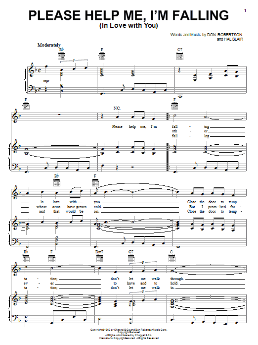 Hank Locklin Please Help Me, I'm Falling (In Love With You) sheet music notes and chords. Download Printable PDF.