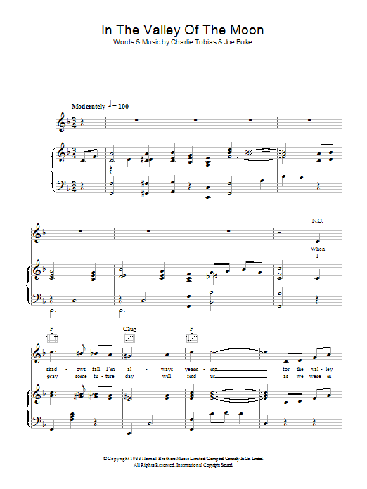 Learn to play Hank Thompson In The Valley Of The Moon sheet music for Piano, Vocal & Guitar Chords in minutes. Price: 7.8900$ Hank Thompson In The Valley Of The Moon sheet music notes and chords arranged for Piano, Vocal & Guitar Chords