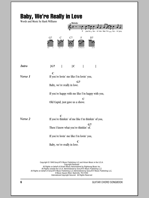 Hank Williams Baby, We're Really In Love sheet music notes and chords. Download Printable PDF.