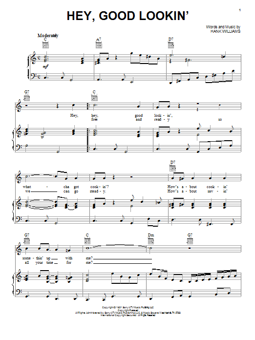 Hank Williams Hey, Good Lookin' sheet music notes and chords. Download Printable PDF.