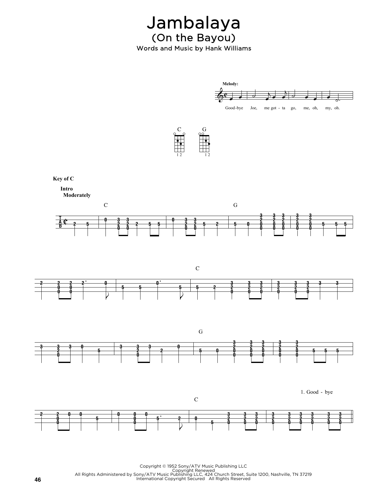 Hank Williams Jambalaya (On The Bayou) (arr. Fred Sokolow) sheet music notes and chords. Download Printable PDF.