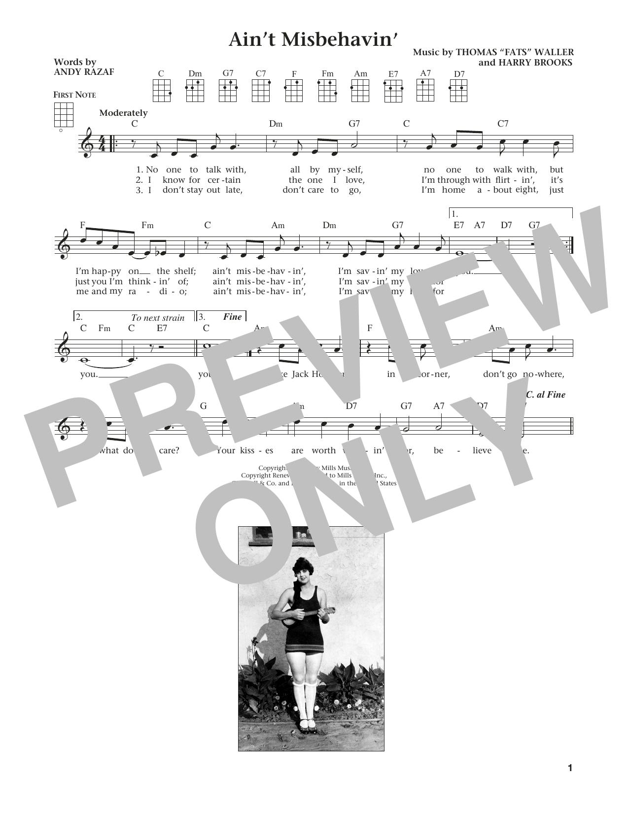 Learn to play Hank Williams, Jr. Ain't Misbehavin' (from The Daily Ukulele) (arr. Liz and Jim Beloff) sheet music for Ukulele in minutes. Price: 5.9900$ Hank Williams, Jr. Ain't Misbehavin' (from The Daily Ukulele) (arr. Liz and Jim Beloff) sheet music notes and chords arranged for Ukulele