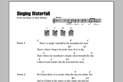 Hank Williams Singing Waterfall sheet music notes and chords. Download Printable PDF.