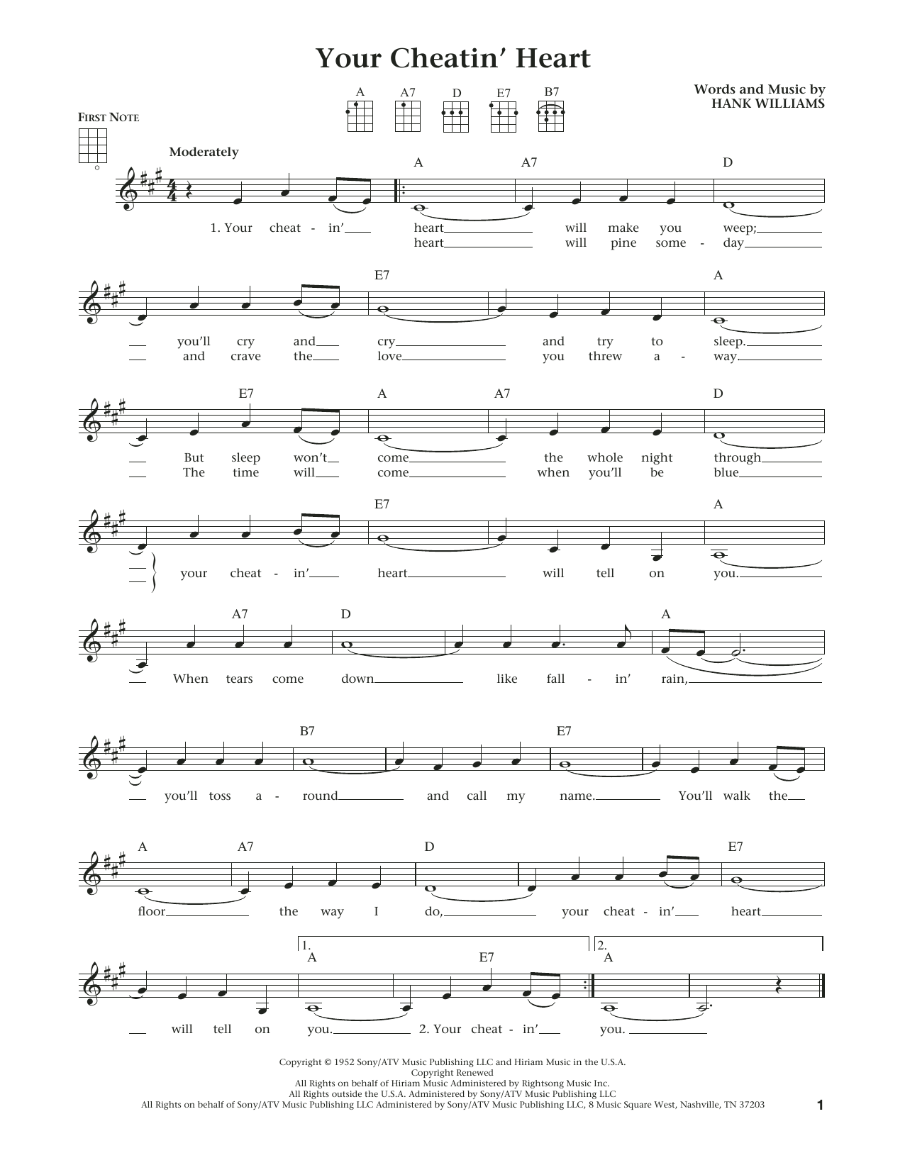 Learn to play Hank Williams Your Cheatin' Heart (from The Daily Ukulele) (arr. Liz and Jim Beloff) sheet music for Ukulele in minutes. Price: 5.9900$ Hank Williams Your Cheatin' Heart (from The Daily Ukulele) (arr. Liz and Jim Beloff) sheet music notes and chords arranged for Ukulele