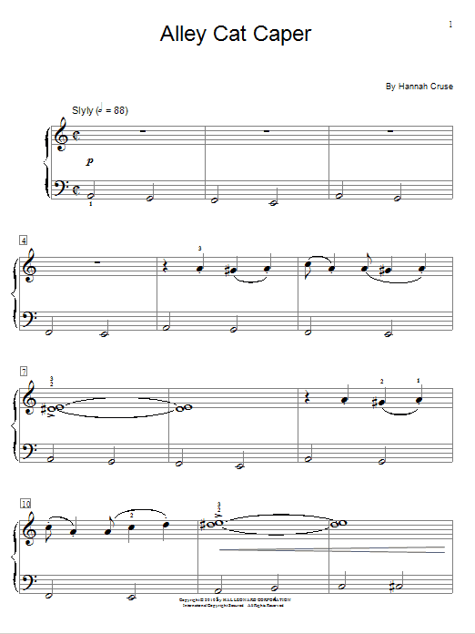 Learn to play Hannah Cruse Alley Cat Caper sheet music for Educational Piano in minutes. Price: 6.9900$ Hannah Cruse Alley Cat Caper sheet music notes and chords arranged for Educational Piano