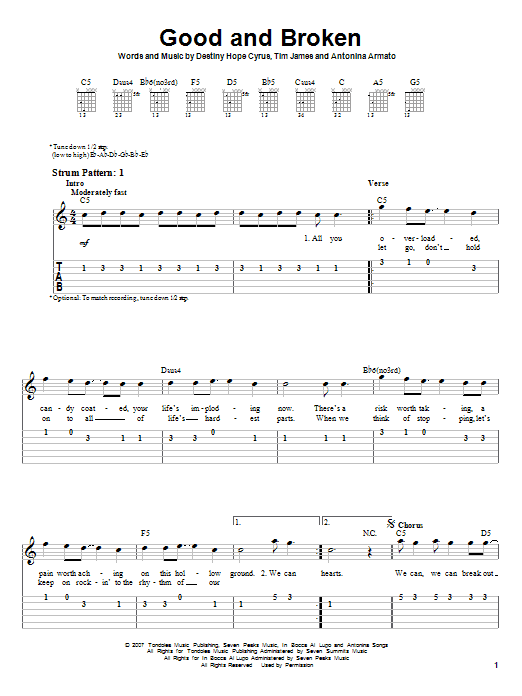 Learn to play Hannah Montana Good And Broken sheet music for Piano, Vocal & Guitar Chords (Right-Hand Melody) in minutes. Price: 7.8900$ Hannah Montana Good And Broken sheet music notes and chords arranged for Piano, Vocal & Guitar Chords (Right-Hand Melody)
