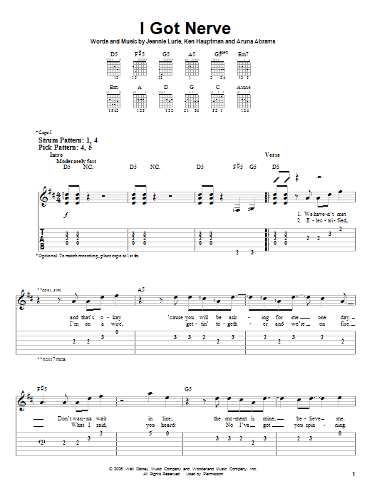 Hannah Montana I Got Nerve sheet music notes and chords. Download Printable PDF.