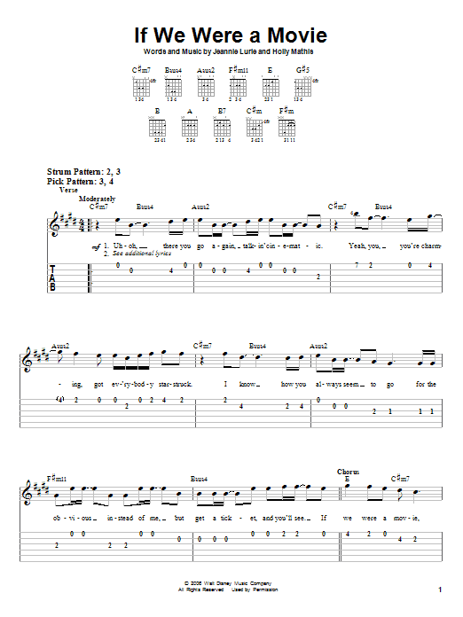 Hannah Montana If We Were A Movie sheet music notes and chords. Download Printable PDF.