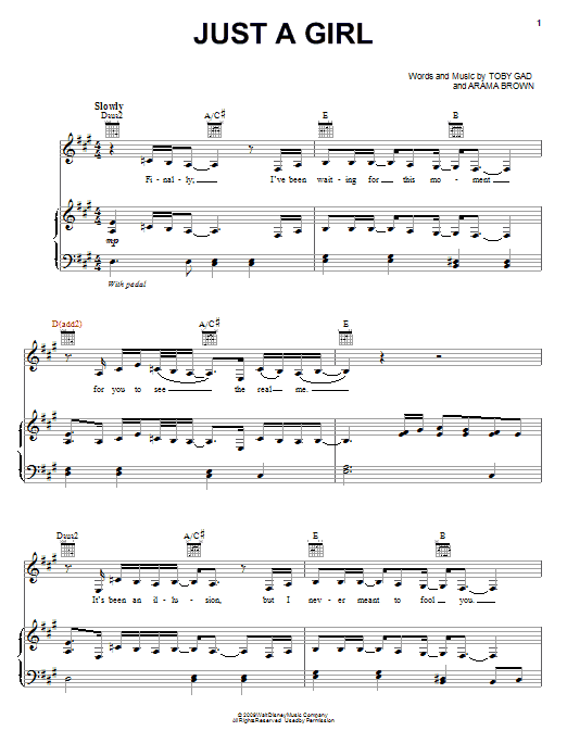 Learn to play Hannah Montana Just A Girl sheet music for Piano, Vocal & Guitar Chords (Right-Hand Melody) in minutes. Price: 7.8900$ Hannah Montana Just A Girl sheet music notes and chords arranged for Piano, Vocal & Guitar Chords (Right-Hand Melody)