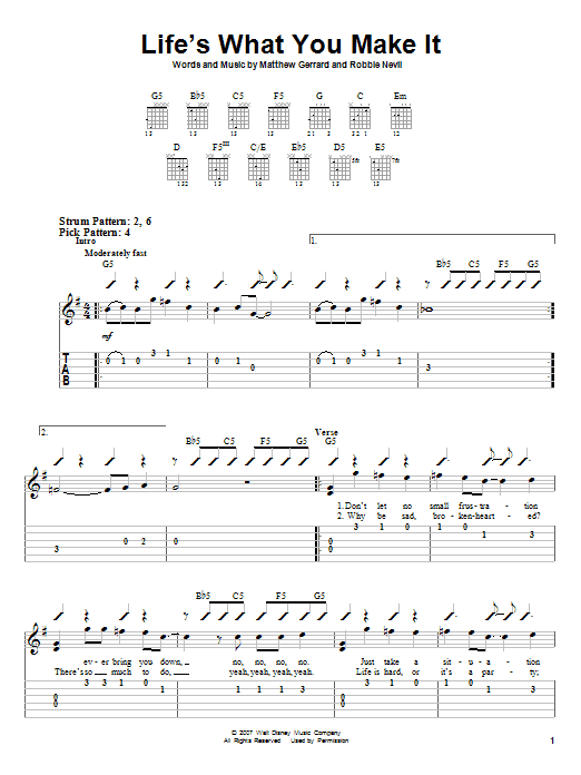 Hannah Montana Life's What You Make It sheet music notes and chords. Download Printable PDF.