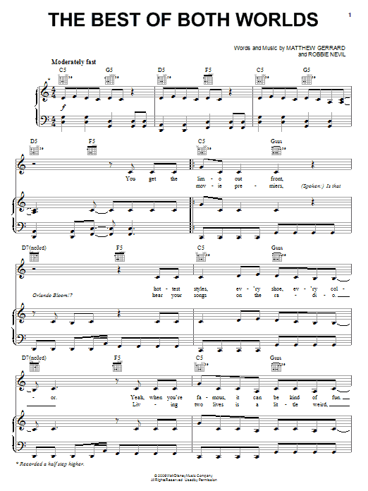 Hannah Montana The Best Of Both Worlds sheet music notes and chords. Download Printable PDF.