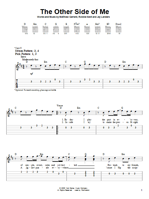 Hannah Montana The Other Side Of Me sheet music notes and chords. Download Printable PDF.