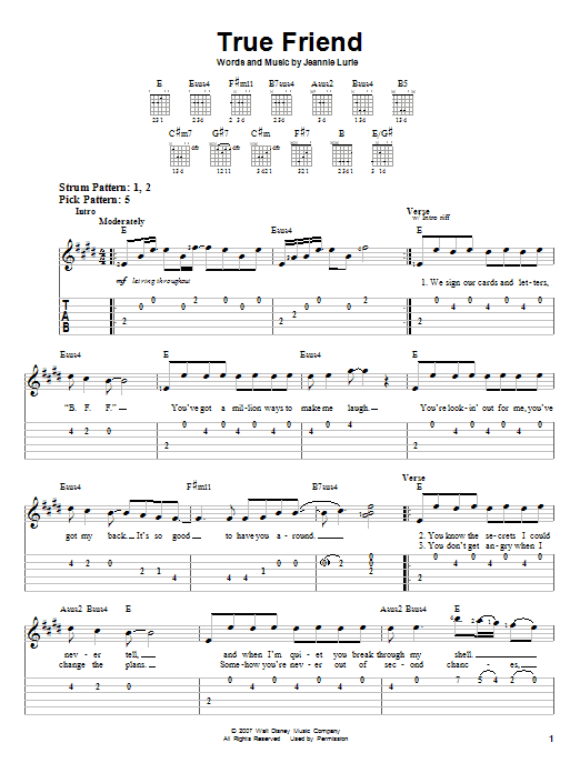 Hannah Montana True Friend sheet music notes and chords. Download Printable PDF.