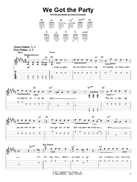 Hannah Montana We Got The Party sheet music notes and chords. Download Printable PDF.