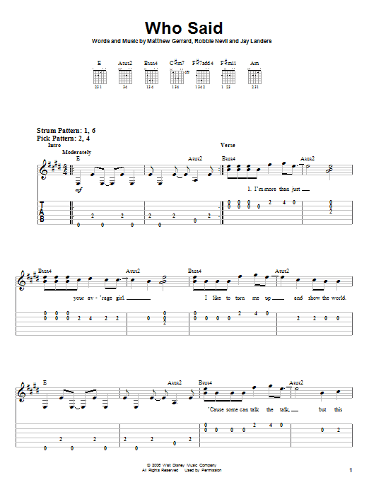 Hannah Montana Who Said sheet music notes and chords. Download Printable PDF.