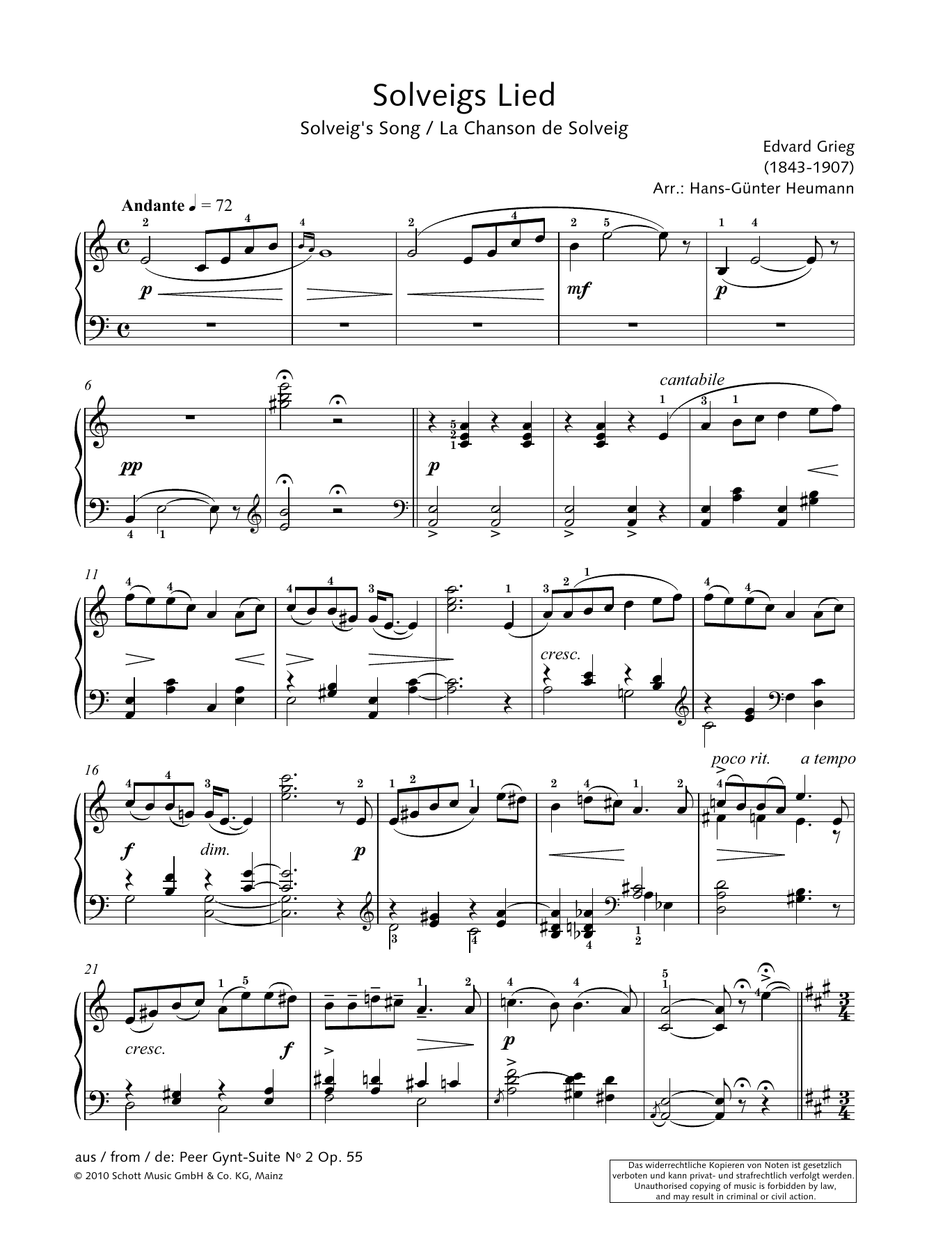 Hans-Gunter Heumann Solveig's Song sheet music notes and chords. Download Printable PDF.