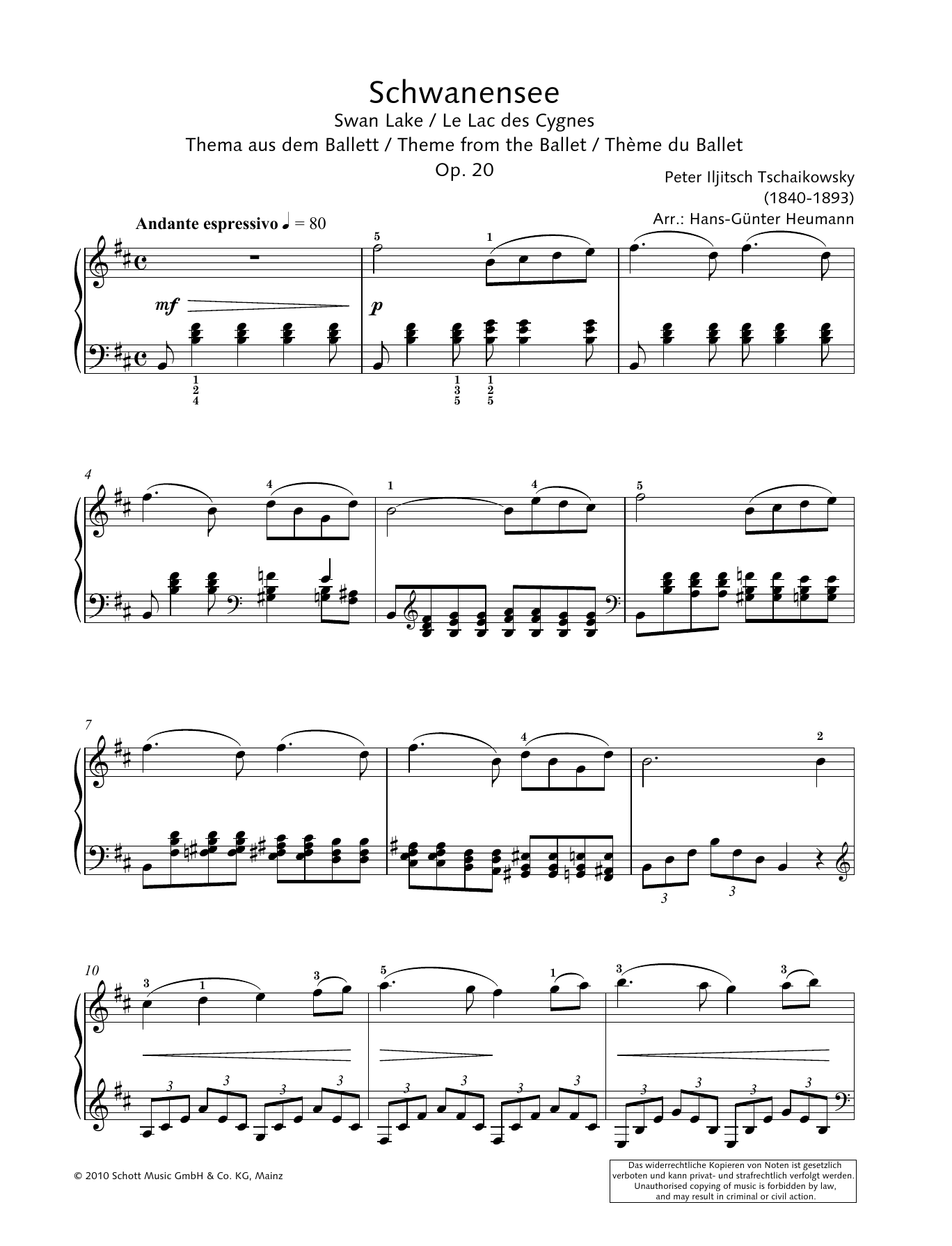 Learn to play Hans-Gunter Heumann Swan Lake sheet music for Piano Solo in minutes. Price: 6.9900$ Hans-Gunter Heumann Swan Lake sheet music notes and chords arranged for Piano Solo