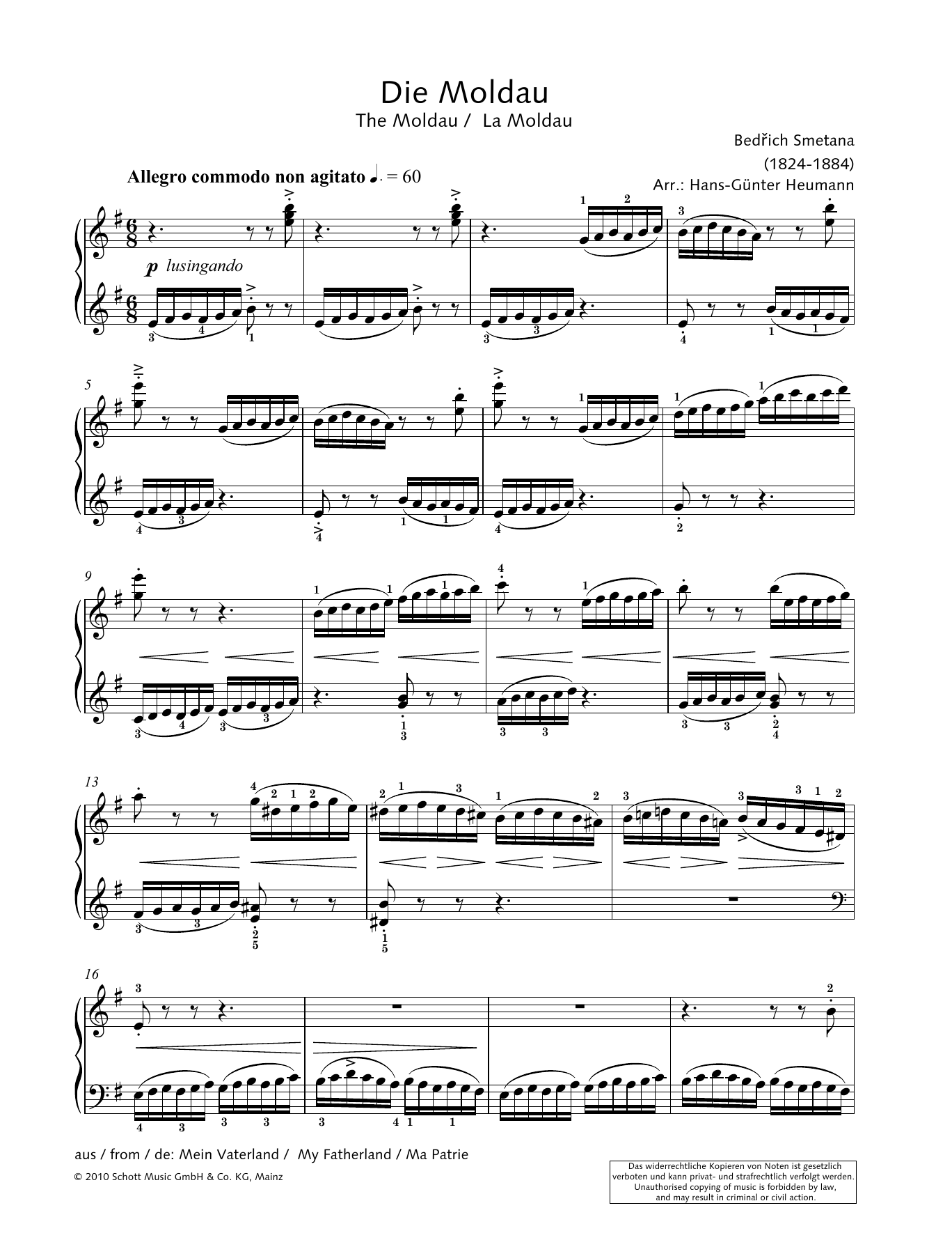 Learn to play Hans-Gunter Heumann The Moldau sheet music for Piano Solo in minutes. Price: 6.9900$ Hans-Gunter Heumann The Moldau sheet music notes and chords arranged for Piano Solo
