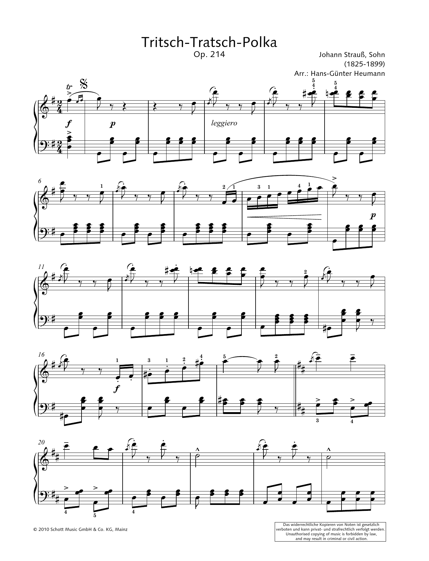 Learn to play Hans-Gunter Heumann Tritsch-Tratsch-Polka sheet music for Piano Solo in minutes. Price: 6.9900$ Hans-Gunter Heumann Tritsch-Tratsch-Polka sheet music notes and chords arranged for Piano Solo