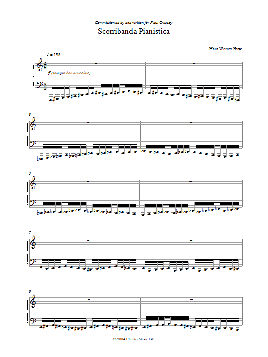 Learn to play Hans Werner Henze Scorribanda Pianistica sheet music for Piano Solo in minutes. Price: 7.8900$ Hans Werner Henze Scorribanda Pianistica sheet music notes and chords arranged for Piano Solo