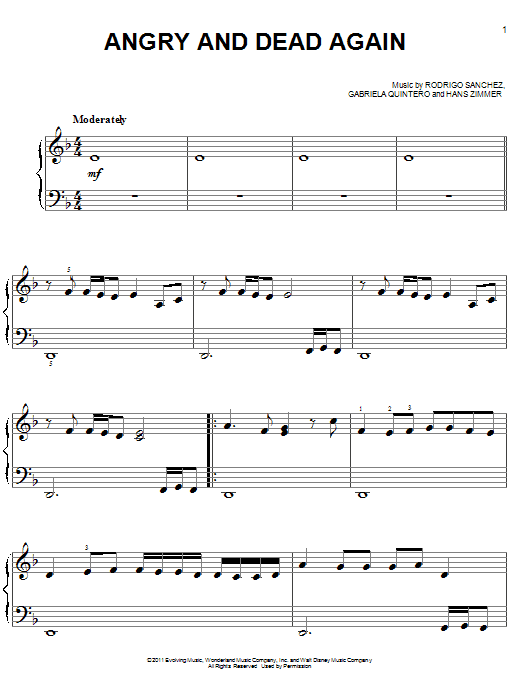 Hans Zimmer Angry And Dead Again sheet music notes and chords. Download Printable PDF.