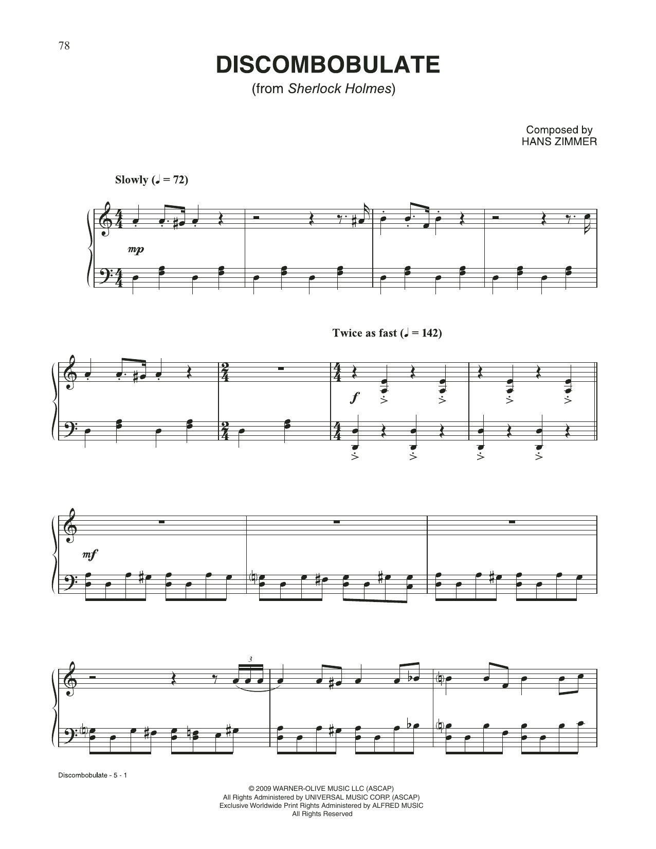 Hans Zimmer Discombobulate (from Sherlock Holmes) sheet music notes and chords. Download Printable PDF.