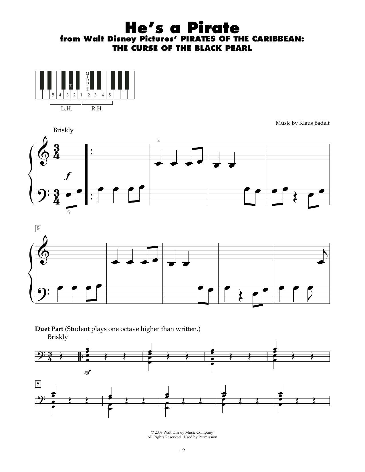 Hans Zimmer He's A Pirate (from Pirates Of The Caribbean: The Curse of the Black Pearl) sheet music notes and chords. Download Printable PDF.