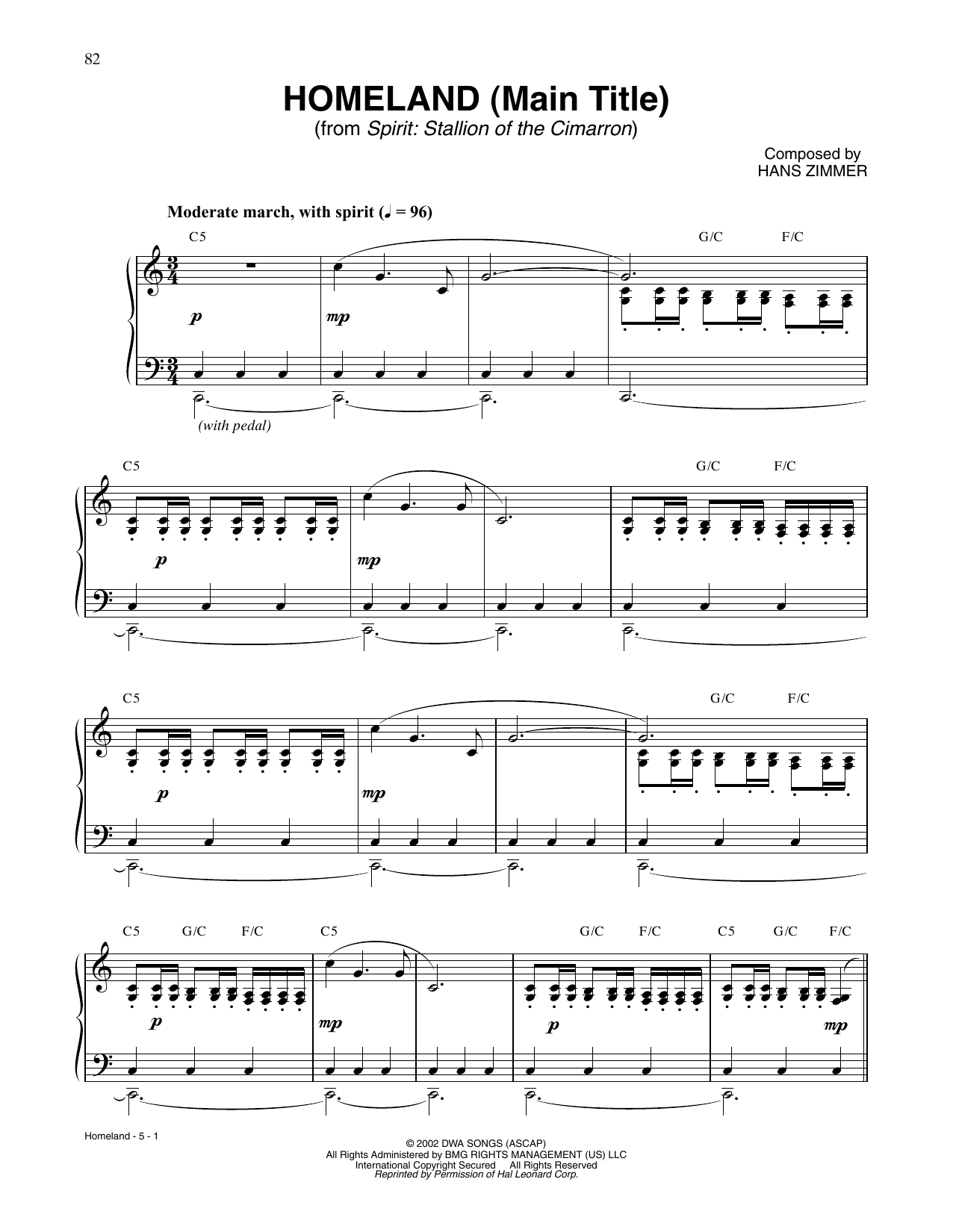 Learn to play Hans Zimmer Homeland (Main Title) (from Spirit: Stallion Of The Cimarron) sheet music for Piano Solo in minutes. Price: 6.9900$ Hans Zimmer Homeland (Main Title) (from Spirit: Stallion Of The Cimarron) sheet music notes and chords arranged for Piano Solo