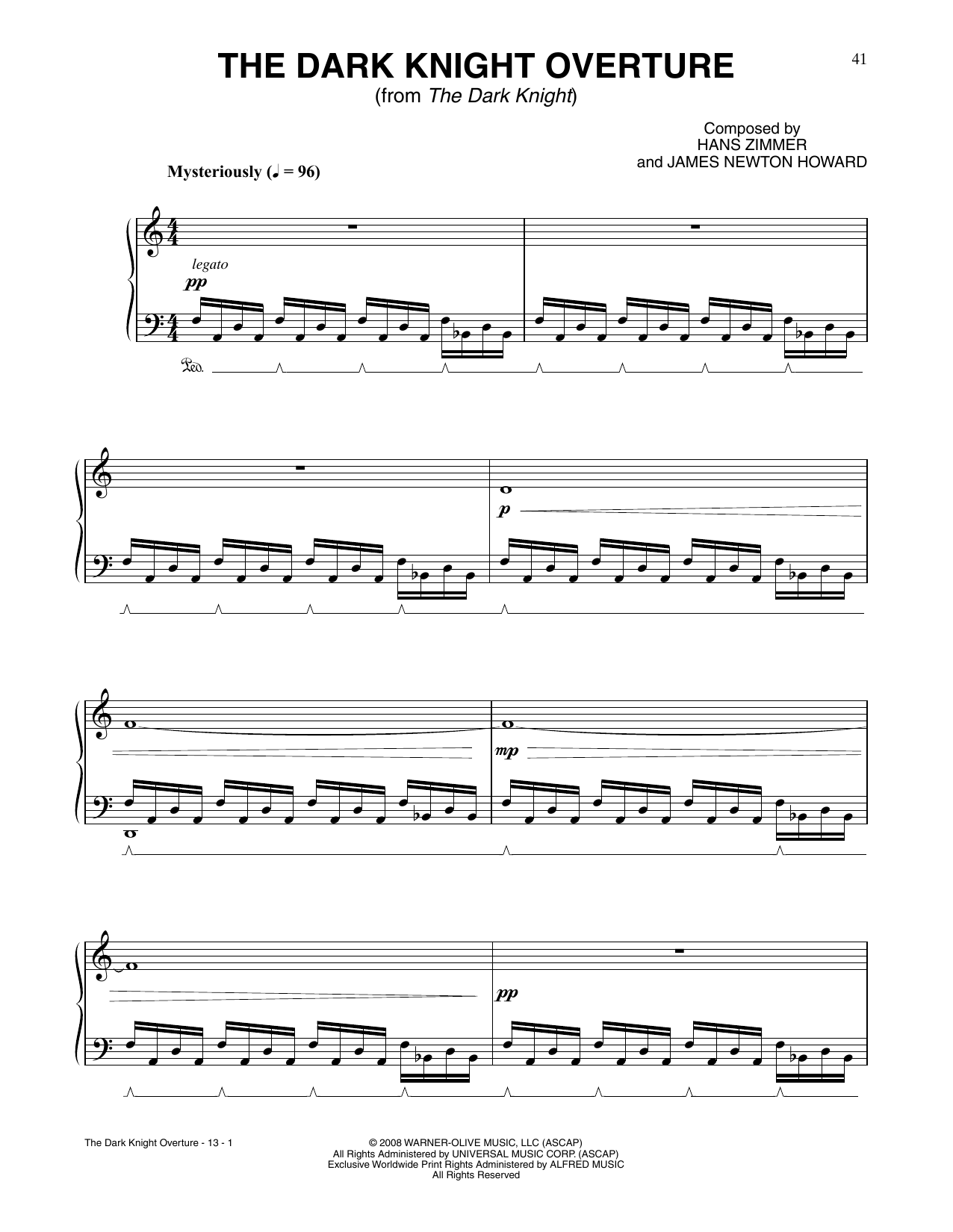 Hans Zimmer & James Newton Howard The Dark Knight Overture (from The Dark Knight) sheet music notes and chords. Download Printable PDF.