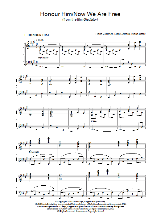 Hans Zimmer Now We Are Free (from Gladiator) sheet music notes and chords. Download Printable PDF.