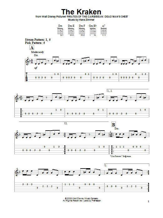 Hans Zimmer The Kraken sheet music notes and chords. Download Printable PDF.