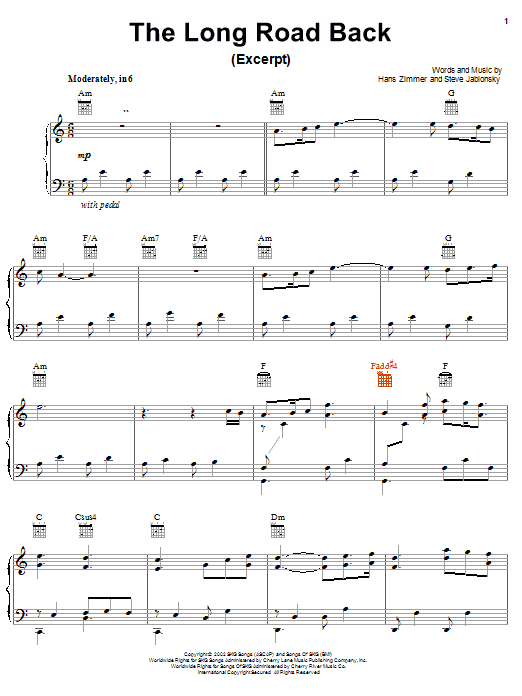 Hans Zimmer The Long Road Back (from Spirit: Stallion Of The Cimarron) sheet music notes and chords. Download Printable PDF.