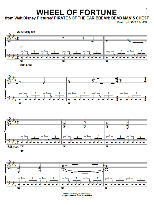 Hans Zimmer Wheel Of Fortune sheet music notes and chords. Download Printable PDF.