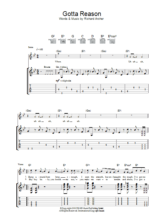 Learn to play Hard-Fi Gotta Reason sheet music for Guitar Tab in minutes. Price: 7.8900$ Hard-Fi Gotta Reason sheet music notes and chords arranged for Guitar Tab
