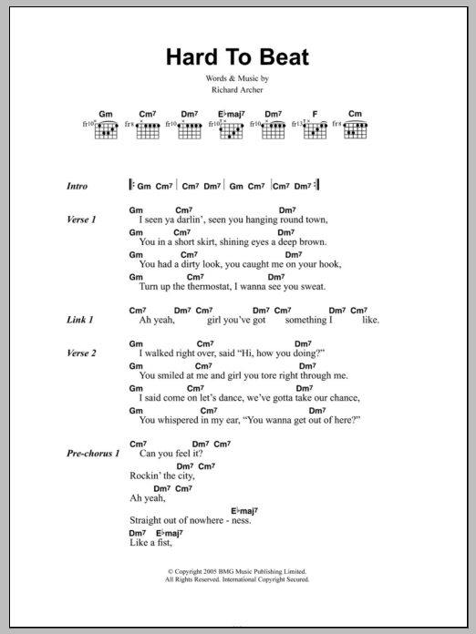 Hard-Fi Hard To Beat sheet music notes and chords. Download Printable PDF.