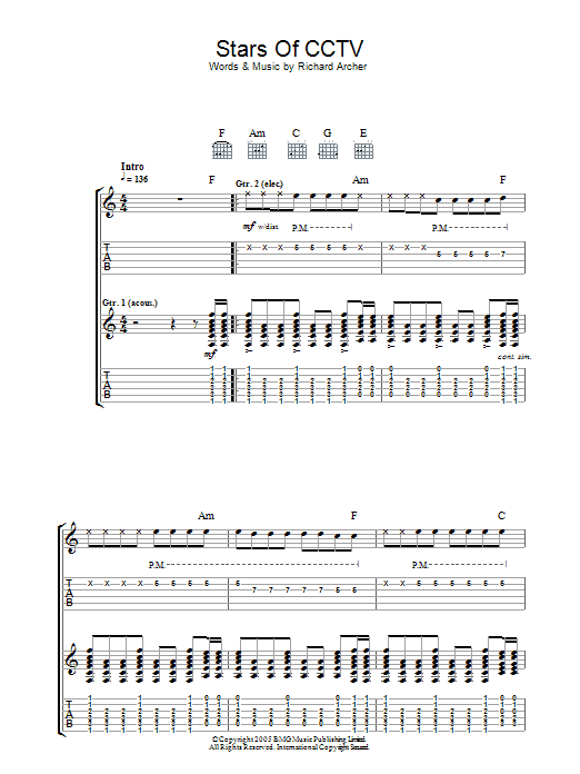 Learn to play Hard-Fi Stars Of CCTV sheet music for Guitar Tab in minutes. Price: 7.8900$ Hard-Fi Stars Of CCTV sheet music notes and chords arranged for Guitar Tab