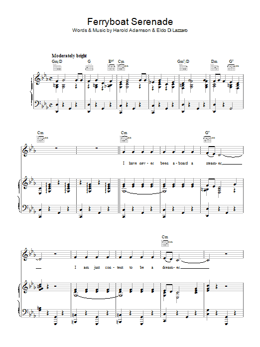 Harold Adamson Ferryboat Serenade sheet music notes and chords arranged for Piano, Vocal & Guitar Chords