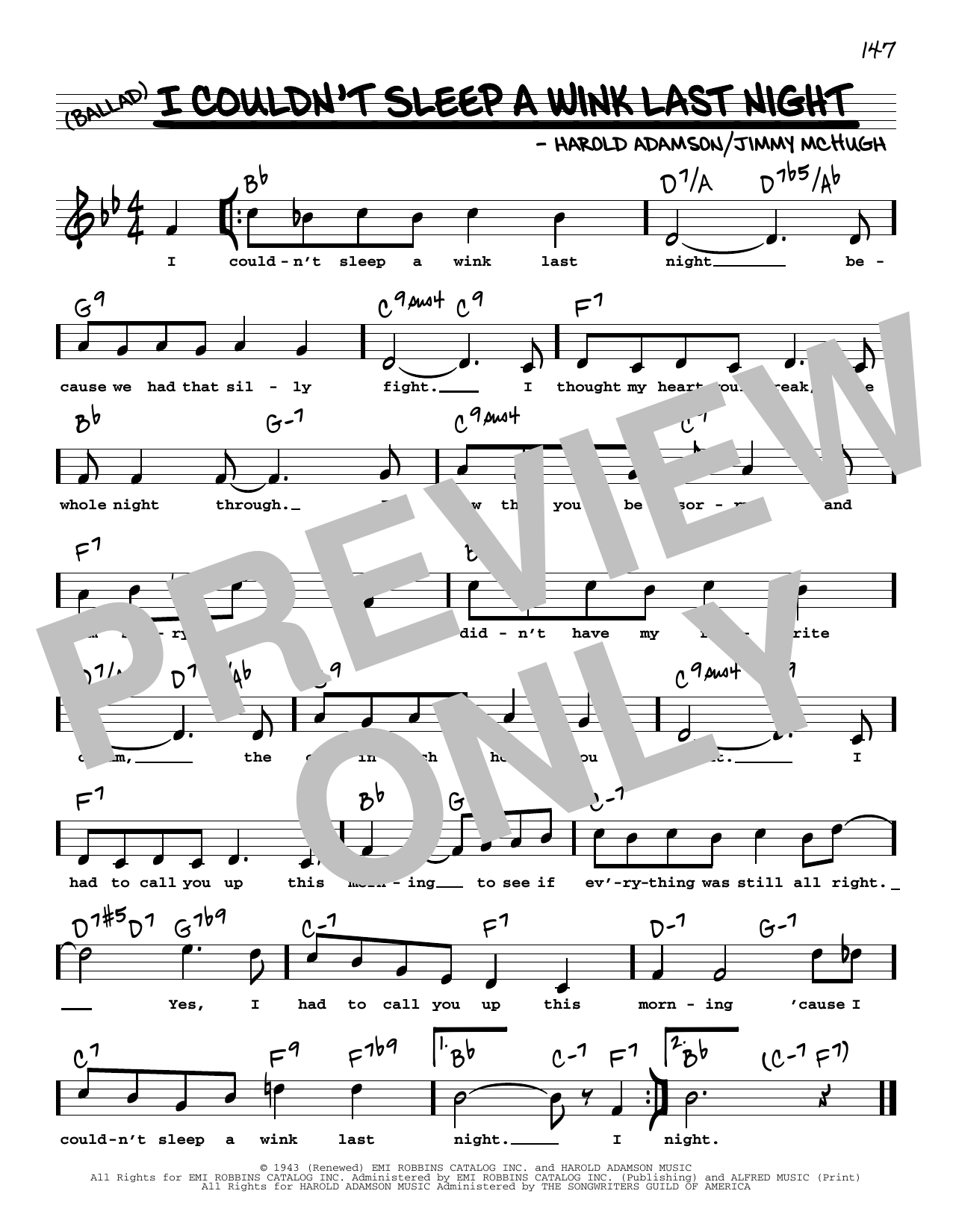 Learn to play Harold Adamson I Couldn't Sleep A Wink Last Night (High Voice) sheet music for Real Book – Melody, Lyrics & Chords in minutes. Price: 5.9900$ Harold Adamson I Couldn't Sleep A Wink Last Night (High Voice) sheet music notes and chords arranged for Real Book – Melody, Lyrics & Chords