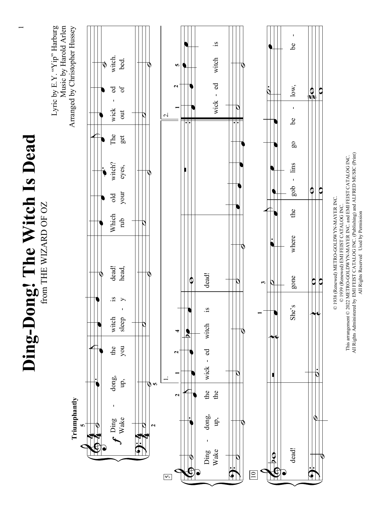 Harold Arlen Ding-Dong! The Witch Is Dead (from The Wizard Of Oz) (arr. Christopher Hussey) sheet music notes and chords. Download Printable PDF.