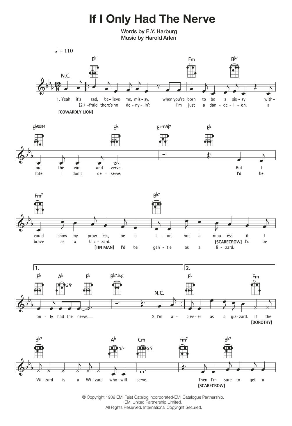 Learn to play Harold Arlen If I Only Had The Nerve sheet music for Ukulele in minutes. Price: 5.9900$ Harold Arlen If I Only Had The Nerve sheet music notes and chords arranged for Ukulele