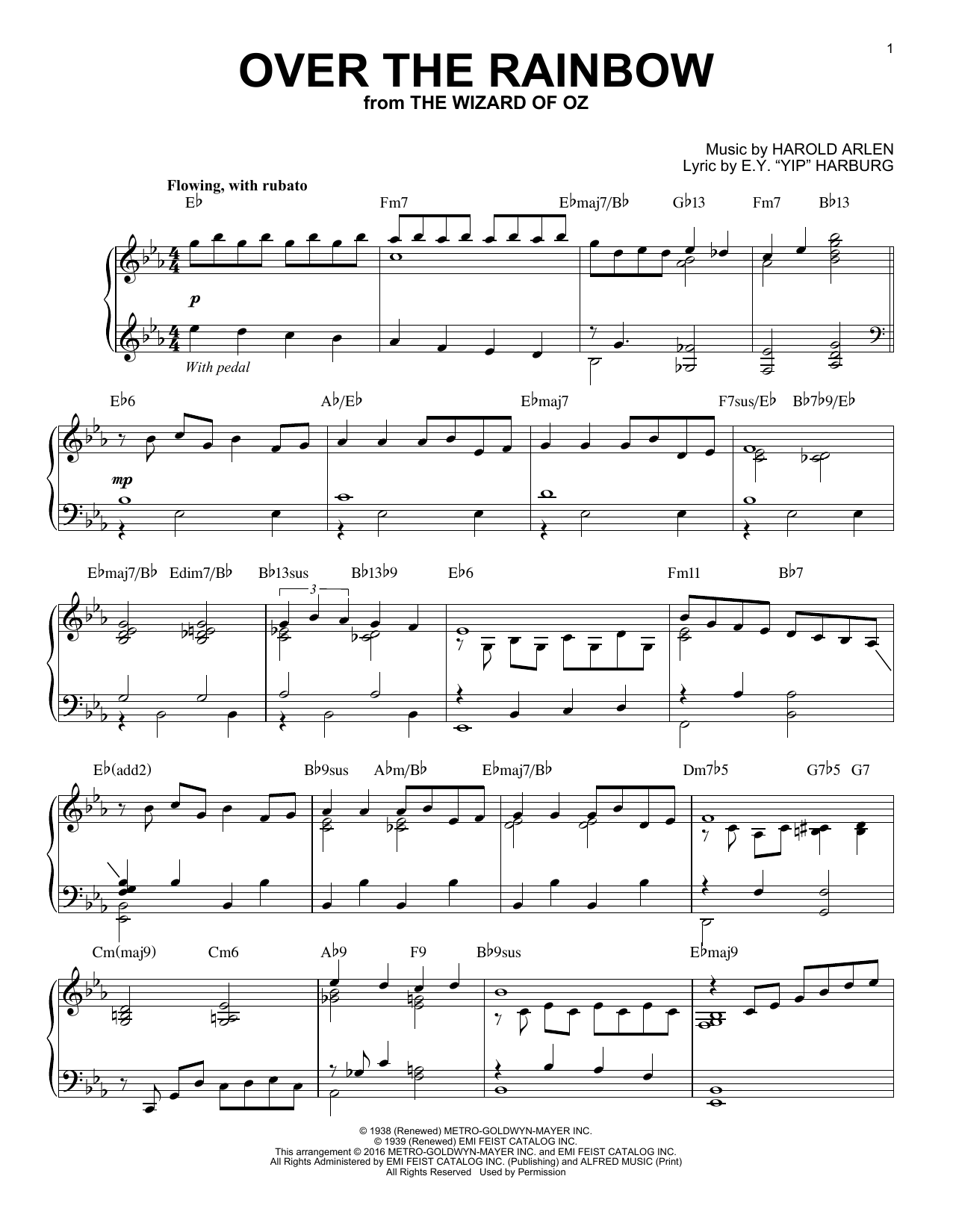 Harold Arlen Over The Rainbow [Jazz version] (arr. Brent Edstrom) sheet music notes and chords. Download Printable PDF.