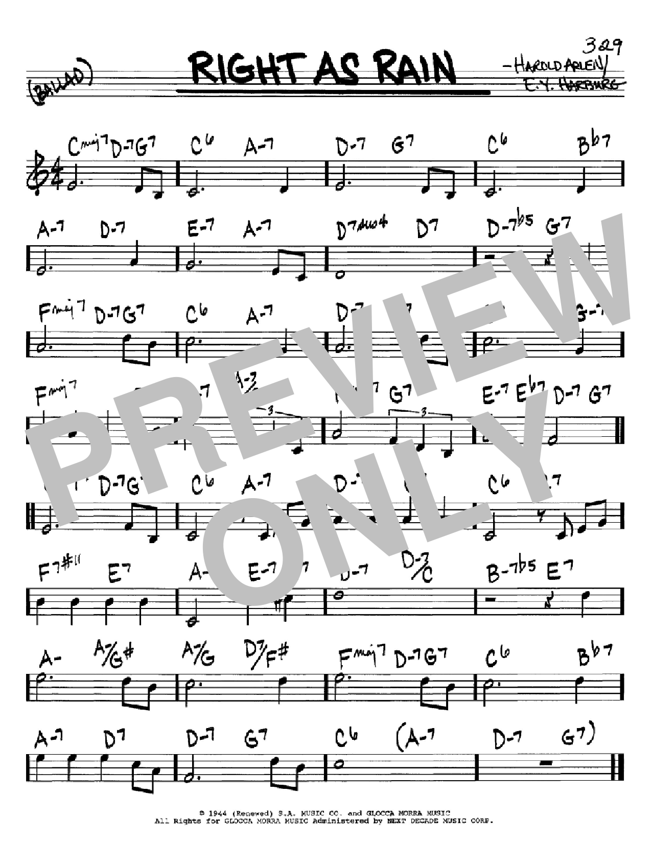 Learn to play Harold Arlen Right As Rain sheet music for Real Book – Melody, Lyrics & Chords in minutes. Price: 5.9900$ Harold Arlen Right As Rain sheet music notes and chords arranged for Real Book – Melody, Lyrics & Chords