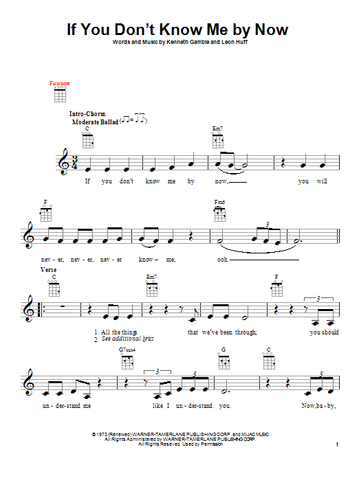 Learn to play Harold Melvin & The Blue Notes If You Don't Know Me By Now sheet music for Ukulele in minutes. Price: 5.9900$ Harold Melvin & The Blue Notes If You Don't Know Me By Now sheet music notes and chords arranged for Ukulele